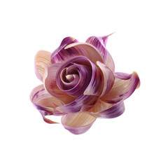 Abstract Purple and Beige Flower, Swirling Petals, Close-up Macro Photography