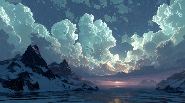 Hyperrealistic Norse Mythology Jotunheim PNG Material | Iceberg-Lava, Frost Giant, Toxic Cloud, Yggdrasil Fissure, Primal Chaos Symbol