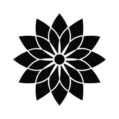 Black Floral Mandala Icon Vector Illustration
