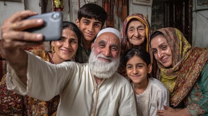 Multi generation family taking a selfie picture