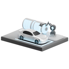 Robotic Battery Charging System 3D Illustration