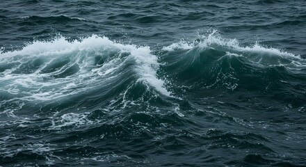 Waves Crashing on the Ocean A Dynamic Display of Nature's Power and Beauty, Reflecting the Untamed Spirit of the Sea, Deep Blue Waters
