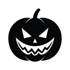 Black Halloween Pumpkin Icon Vector Illustration