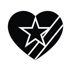 Black Heart With Star Cutout Icon Vector Illustration