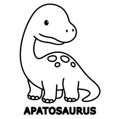 Cute Apatosaurus, easy coloring for kids, vector, illustration, coloring book, coloring page, cozy, cute, bold, comfy