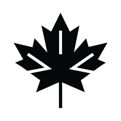 Black Maple Leaf Icon Vector Illustration