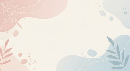 Abstract Pastel Plants Background Soft, Modern Design with Botanical Elements for Calming Visuals and Versatile Creative Projects
