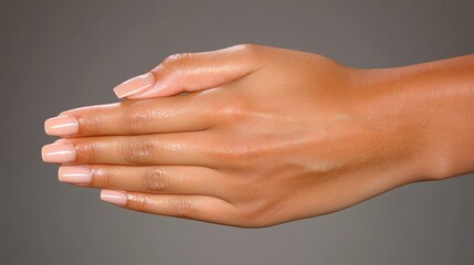 Elegant Hand with Well-groomed Nails Placed Together for Display