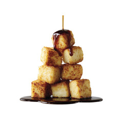 Delicious Golden Brown Fried Cheese Cubes Drizzled with Sweet Sauce
