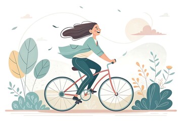 Blond girl in a retro dress with heart balloons, a charming vector illustration of love and summer beauty