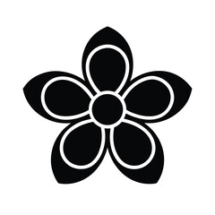 Black Outline Flower Heart Petals Icon Vector Illustration