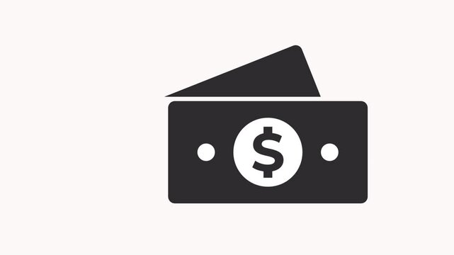 Animated Money Icon. Simple Cash Symbol Vector Concept with Black and White Colors