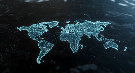 Digital World Map Global Network Connections and Digital Connectivity