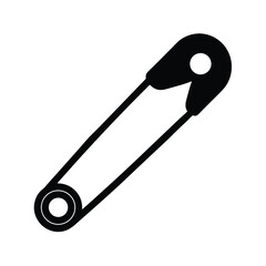 Black Safety Pin Icon Vector Illustration