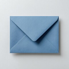 top view of neatly sealed blue envelope lying flat on a pristine white background, great for communication themes, postal designs, and minimal stationery