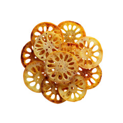 Crispy Lotus Root Chips, Close-Up Overhead Shot
