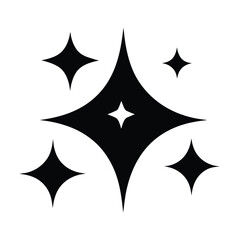 Black Sparkle Stars Icon Vector Illustration
