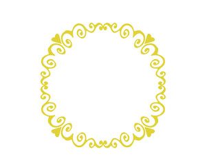 Yellow floral round frame with vintage decorative design, Yellow floral round frame with vintage decorative design