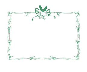 Floral and leaf frame with green decorative border in vintage style
