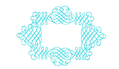 Elegant vintage floral frame with blue and white lace pattern, an ornate vector illustration perfect for card design and decoration