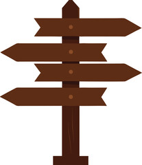 Wooden directional signpost with multiple arrows isolated on white background