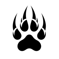 A icon that depicts a werewolf's paw print. The icon is constructed from the solid black shapes of the animal's paw pads.