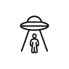 Alien abduction icon of person taken by UFO. Suitable for scifi concepts, paranormal subjects, mysterious illustrations, and alienthemed designs.
