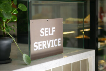Self service sign in modern cafe interior design