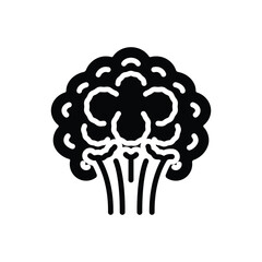 Black solid icon for broccoli