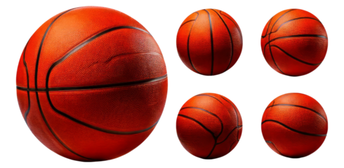 Realistic Orange Basketballs on White Background for Sports Imagery, Isolated on Transparent, white background