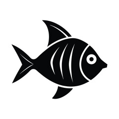 Black Tropical Fish Icon Vector Illustration