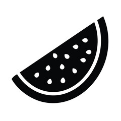 Black Watermelon Slice Icon Vector Illustration