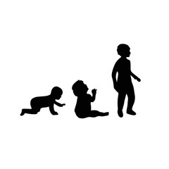 Baby to Toddler Growth Silhouette – Child Development Vector Illustration
