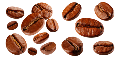 Freshly Roasted Coffee Beans on a Dark Background, Isolated on Transparent, white background