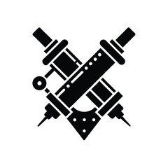 Crossed Tattoo Machine Icon Vector Illustration