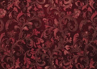 Deep crimson damask creates a striking visual impact.