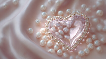Cute background wallpaper with transparent hearts and pearls