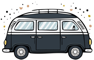 Vintage Police Van Black Maria Vector Illustration
