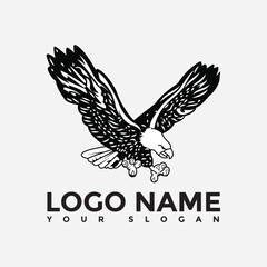 Obraz premium Eagle emblem white on black,