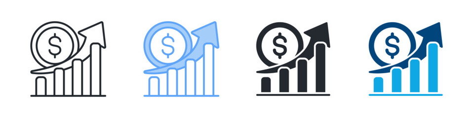 Revenue Icon Set Multiple Style. Designed In Outline, Blue, Glyph, Dual Tone