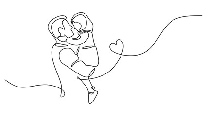 Affectionate Father and Daughter One Line Drawing