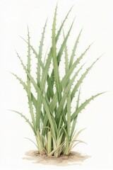 Obraz premium Botanical Illustration of a Spiky Plant with Thorns on Long Green Leaves