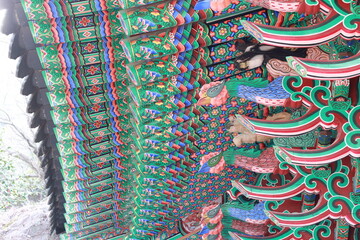 detail of korean temple roofing