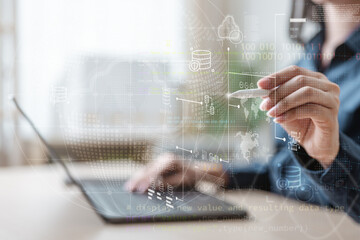 Cloud computing technology. Cloud database connect. Data server storage management. Data cloud...