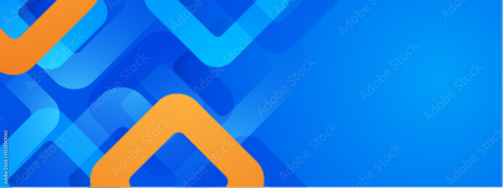 Poster overlapping blue and orange shapes create an abstract design suitable for digital backgrounds, websi