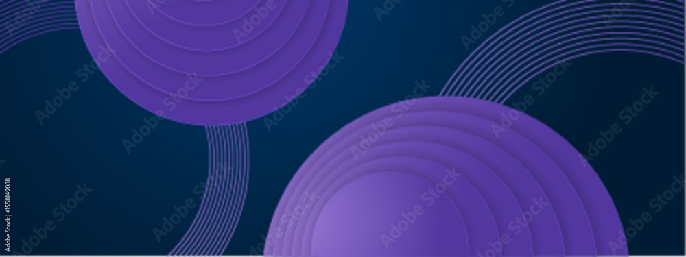 Poster overlapping purple circles and lines on a dark blue background. suitable for abstract backgrounds, t