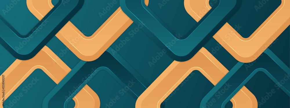 Poster teal and orange geometric shapes overlap in a dynamic design. perfect for modern abstract background