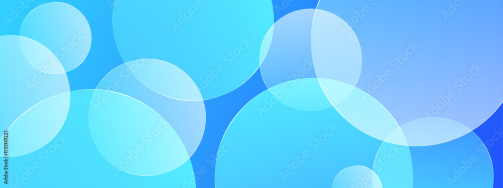 Poster overlapping translucent blue circles in an abstract design suitable for backgrounds, web graphics, d