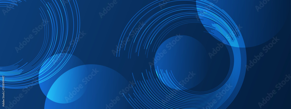 Aufkleber abstract blue concentric circles and overlapping shapes background suitable for graphic design proje