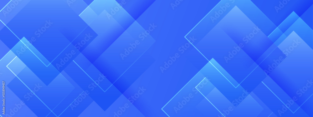 Poster overlapping translucent blue squares create abstract design for modern concepts. perfect for backgro